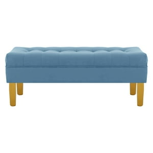 Bodevir - Banqueta Wood 2C Felpa 01 Azul Petroleo