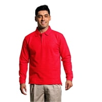 90 Grados - Polera Pique Hombre Manga Larga Rojo Protección Uv