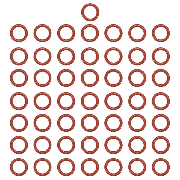 Uxcell 50Pcs Anillos de Silicona O 9mm ID 13mm OD 2mm Ancho VMQ Arandelas de Sellado Rojas