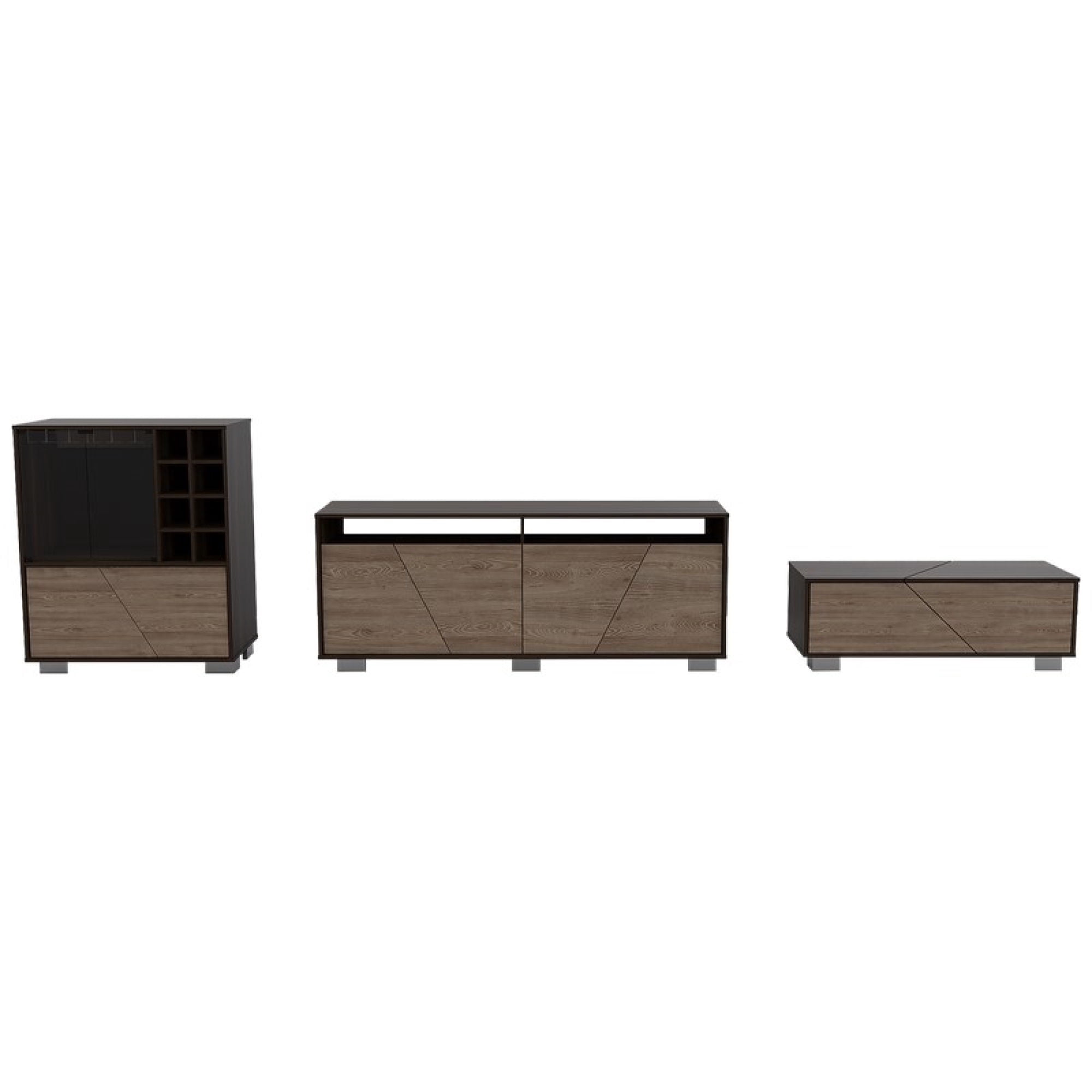 Living Combo Rack 70 Pulgadas Fraktal Habano/Miel + Bar + Mesa De Centro