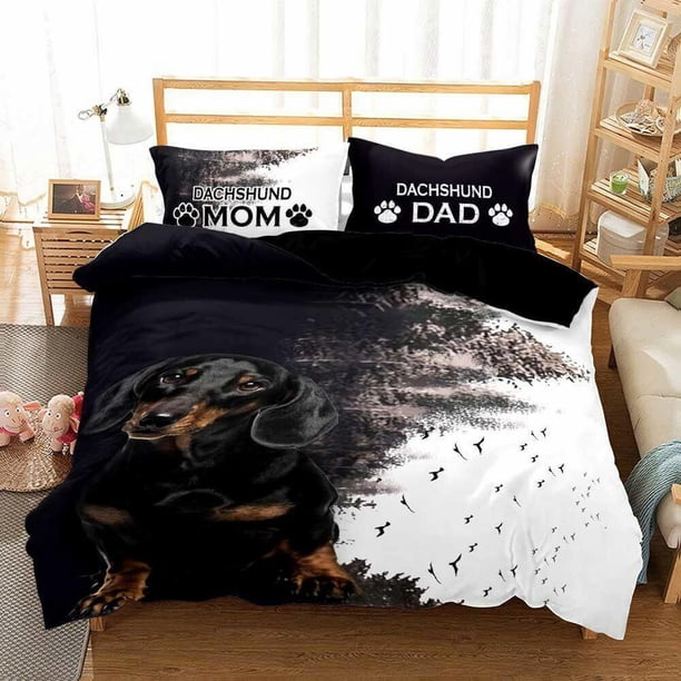 Dachshund Abstract Quilt Duvet Cover Set Comforter Cover Children Doona Cover3-Piece Bedding Set