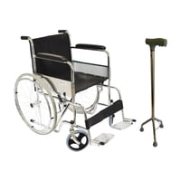 Glomed - Pack Silla De Rueda Standard Eco + Bastón Ortopédico 3 Patas