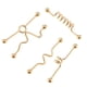 thumbnail image 1 of 5 Piezas 14G Pendiente Piercings Onda Retorcida Pendiente De Barra Industrial Oro, 1 of 2