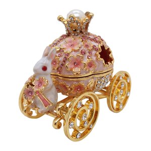 Ioensy - Joyero Con Forma De Carruaje De Conejo, Bonito Joyero Para Guardar Anillos, Pendientes Y Dijes, Color Rosa
