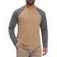 thumbnail image 1 of INSPIRE CHIC Camiseta de Hombre Raglán de Manga Larga Cuello Redondo Contraste Camisetas de Béisbol XL Caqui Gris, 1 of 6