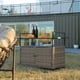 thumbnail image 2 of Outdoor Wicker Bar Cart, Patio Wine Serving Cart w/Wheels , Rolling Rattan Beverage Bar Counter Table w/Glass Top for Porch Backyard Garden Poolside Party, Light brown, 2 of 3