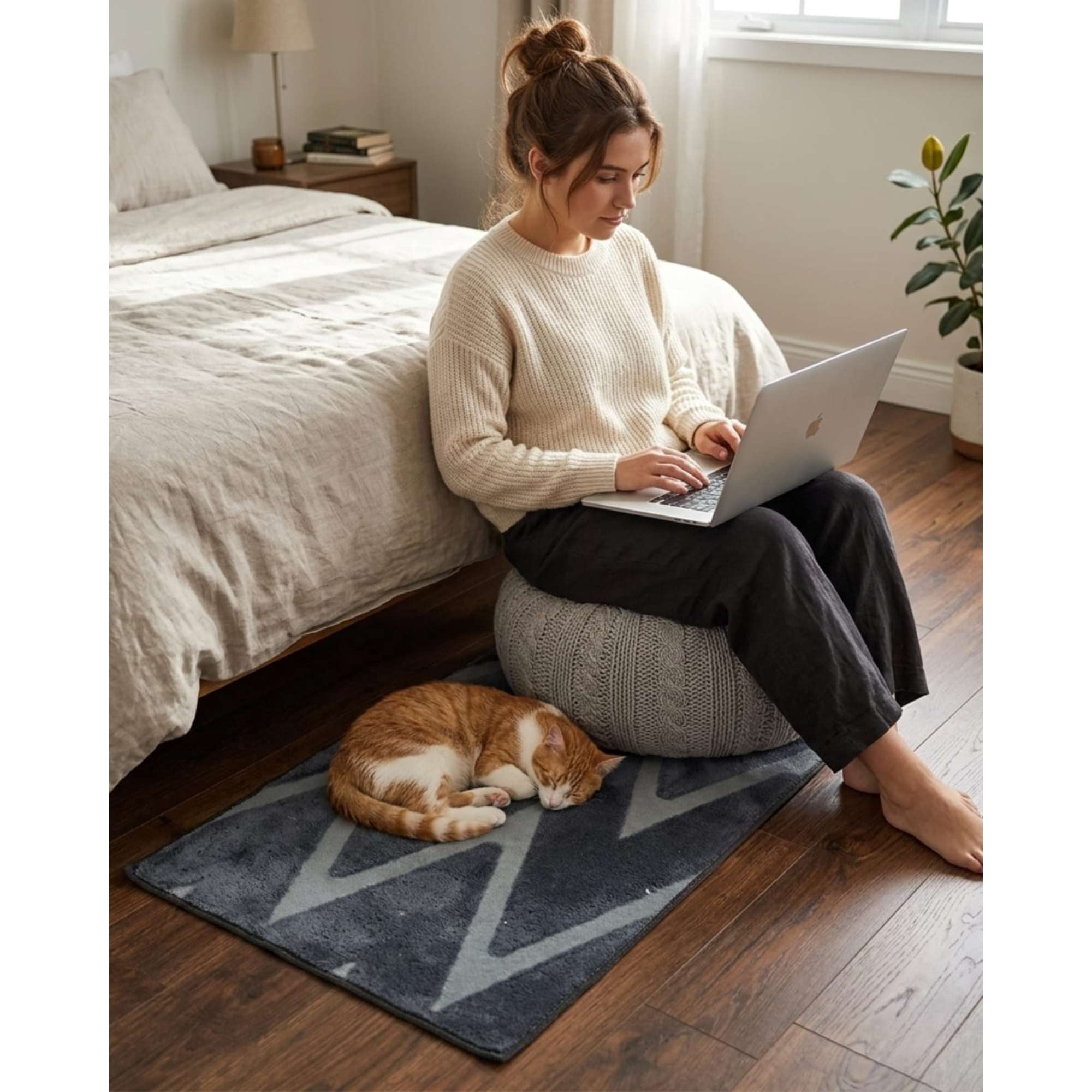 Mylhogar - Bajada De Cama Moderna 50x80cm Diseño Jacquard