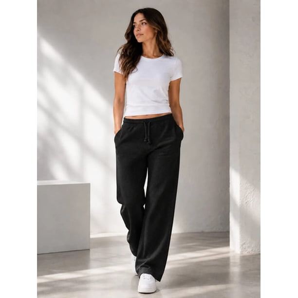 Pantalon De Buzo Recto 100 Algodon Estampar 240g Ajustable Negro Liso M