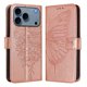thumbnail image 1 of Funda cartera mariposa para iPhone 17 Pro con soporte y ranuras para tarjetas Oro rosa, 1 of 5