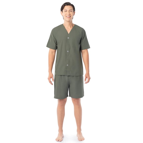 Conjunto de pijama Fruit of the Loom de tela ancha de manga corta para hombre, verde