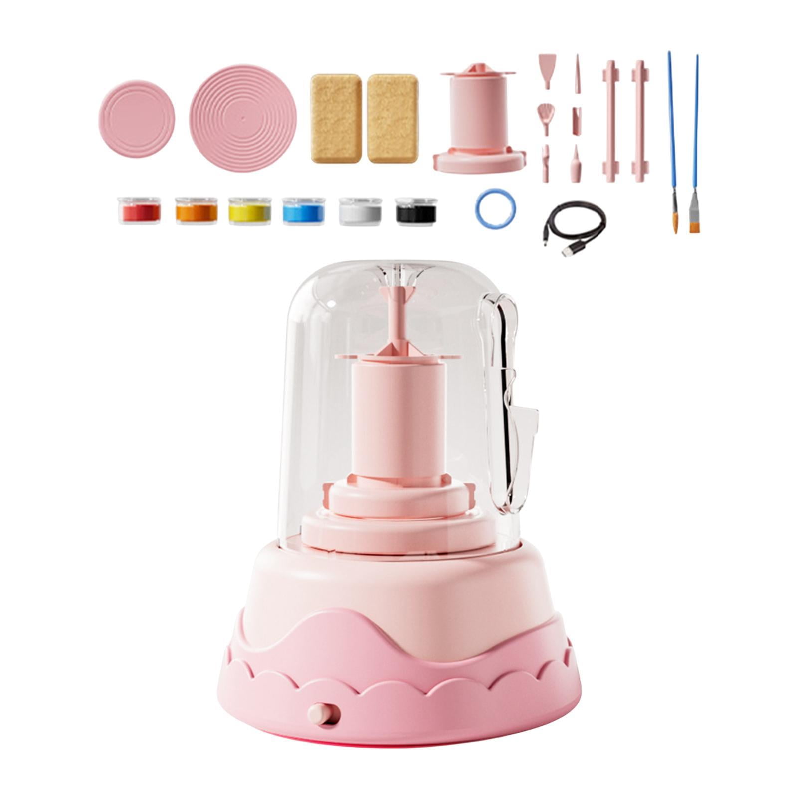Bothyi - Juego De Torno Eléctrico De Cerámica Para Niños, Kit De Pintura Artística, Máquina Formadora De Cerámica, Color Rosa