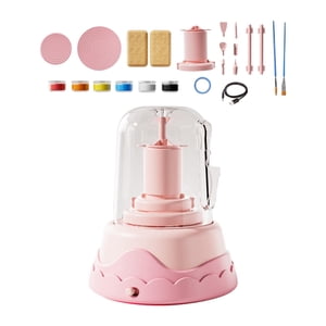 Bothyi - Juego De Torno Eléctrico De Cerámica Para Niños, Kit De Pintura Artística, Máquina Formadora De Cerámica, Color Rosa