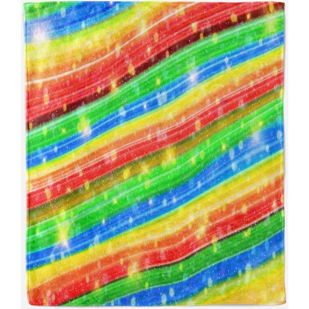 Rainbow Throw Blanket Soft Lightweight Plush Flannel Fleece Blanket with Watercolor Line Stripes Print Pattern for Couch Sofa Bed Travel All Season Blanket for Kids Adults Single