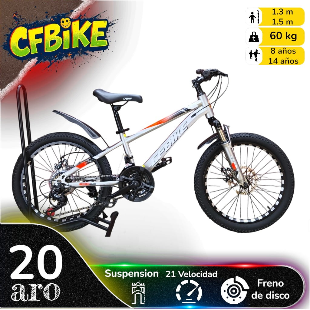 Vipnetwork - Bicicleta Aro 20 Cfbike Con Freno Disco Y 21 Vel. Gris