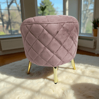 Muebles New - Puff Redondo New Palo Rosa Felpa