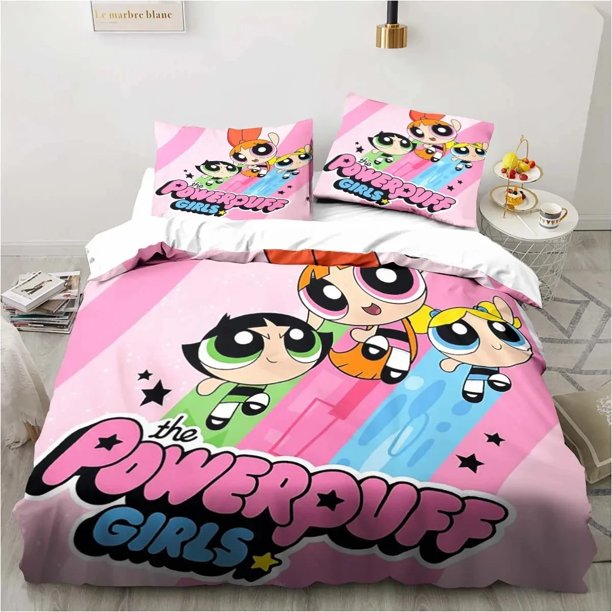 Anime Powerpuff Cute GrilsBedding Set Duvet Cover Bed Set Quilt Cover Pillowcase Comforter Boys Adult
