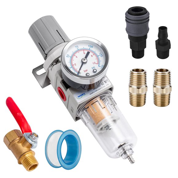 Regulador de filtro de aire comprimido NANPU 1/4 NPT 5 Micron