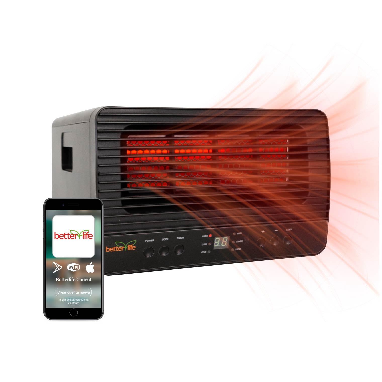 Betterlife - Estufa Infrarroja Wi-Fi Smarthome 45 M2