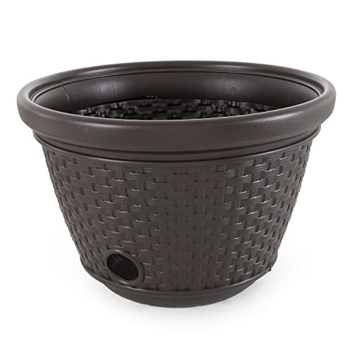 Maceta para Manguera Suncast HPW100 Estilo Mimbre Mocha Capacidad 100 pies