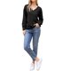 thumbnail image 2 of INSPIRE CHIC Top de Mujer de Manga Larga con Cuello en V Ligero para Primavera Otoño Blusa Casual XL Negro, 2 of 6