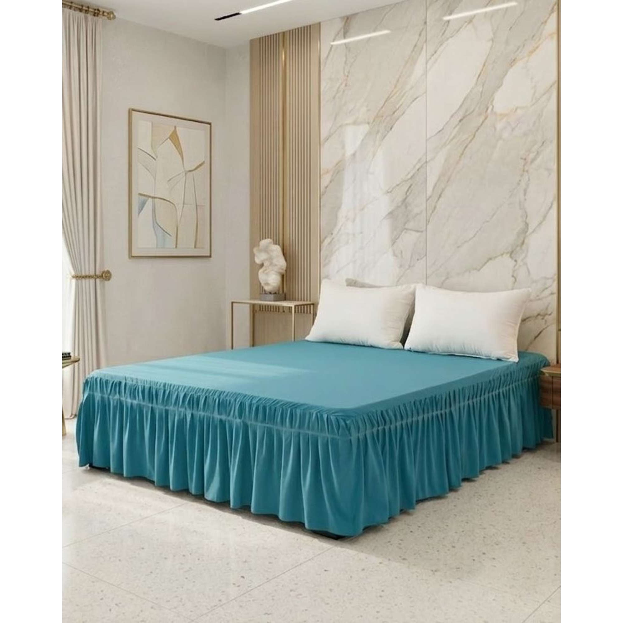 Mylhogar - Faldon De Cama Elasticado Premium King