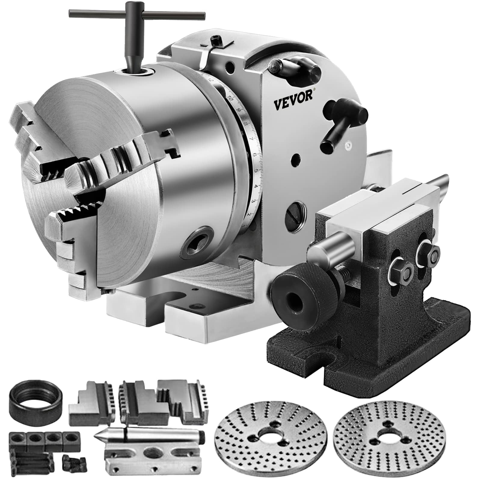 Cabezal Divisor Vevor Bs-0 Con Mandril Giratorio De 3,5 Cm Con 3 Mordazas