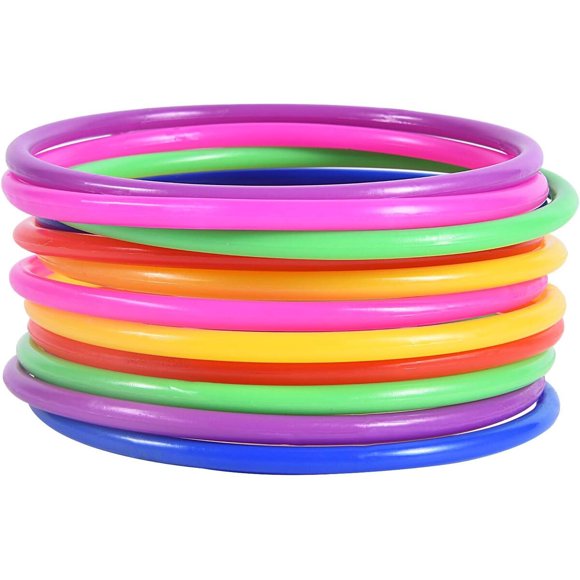 OBTANIM Juego de lanzamiento de anillos de plástico para niños y exteriores, 12 piezas