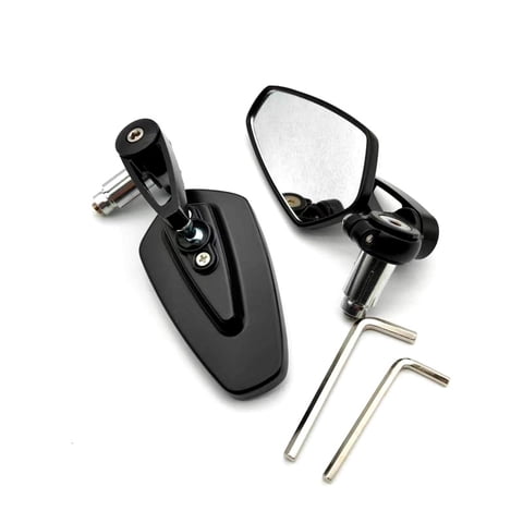 Xusx111 - Un Par De Espejos De Motocicleta - 7/8 ""(22Mm) Bar Extremo Espejos Retrovisores, Manillar Ajustable Retrovisores (Negro)