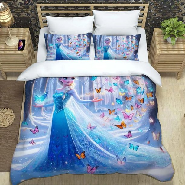 Frozen Printed 2/3pcs Bedding Anime Home Decor Suitable Set Duvet Cover 100% Polyester Full Size For Children Gifts Bed Sheets