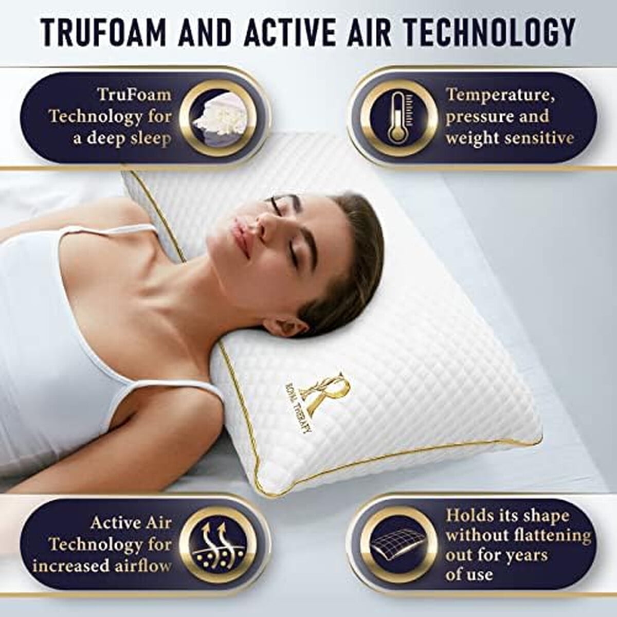 Almohada Memory Foam Royal Therapy Queen Ajustable Bamboo