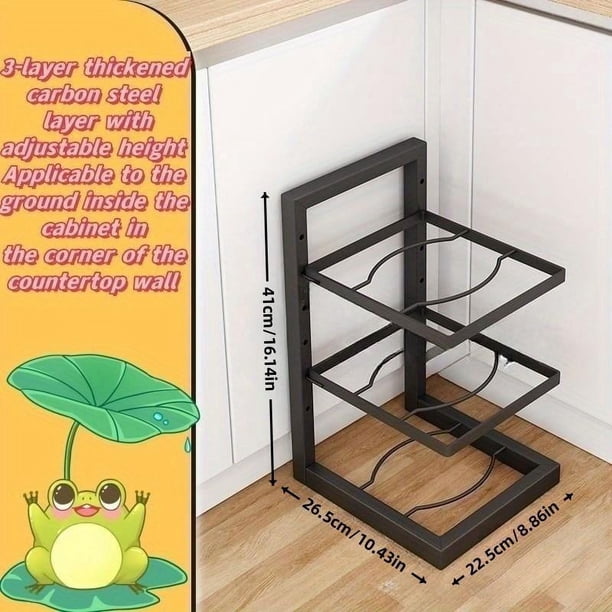 1pc Pan And Pot Organizer For Cabinet, Heavy Duty Pot Lid Rack, Kitchen Cabinet Pantry Cookware Organizer Rack Holder, 2/3/4 Adjustable Dividers, Holds Cast Iron Skillets, Pots, Frying Pan, Lids, Kitc