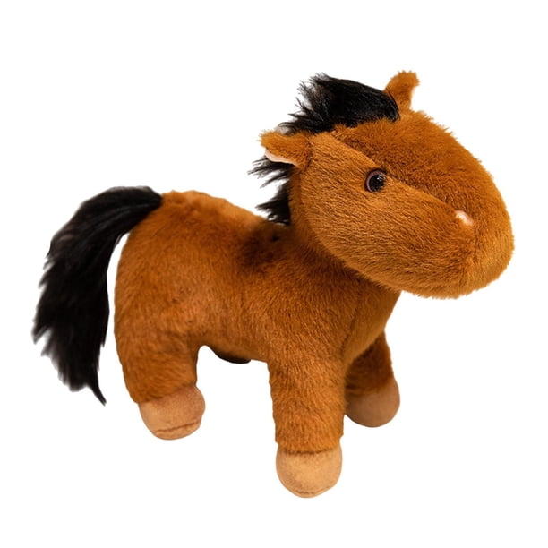 Caballo de peluche de juguete, simulación abrazable, decoración de habitación de niños, almohada, Animal relleno para niños, niñas, adultos, regalo de S marrón