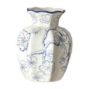 Magideal - Jarrón De Cerámica Chino Para Flores, Soporte Para Plantas, Decoración Única, Arreglo Floral Minimalista Para Estantería, Sala De Estar, Mesa Del Seno De Ciruelo 8Cmx15Cm