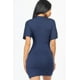 thumbnail image 4 of Saronite Vestido Mini Básico Ajustado de Manga Corta con Cuello en V, Azul Marino (para Mujer), 4 of 5