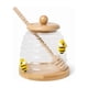 thumbnail image 1 of Tarro Miel Vidrio Colmena Dipper Madera Abejas Decorativas, 1 of 5