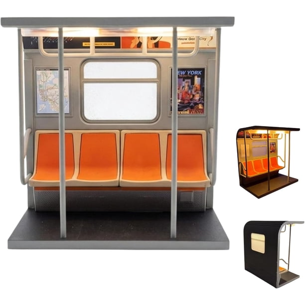 Luz nocturna tren metro vintage impreso 3D LED 3 pósters decoración hogar