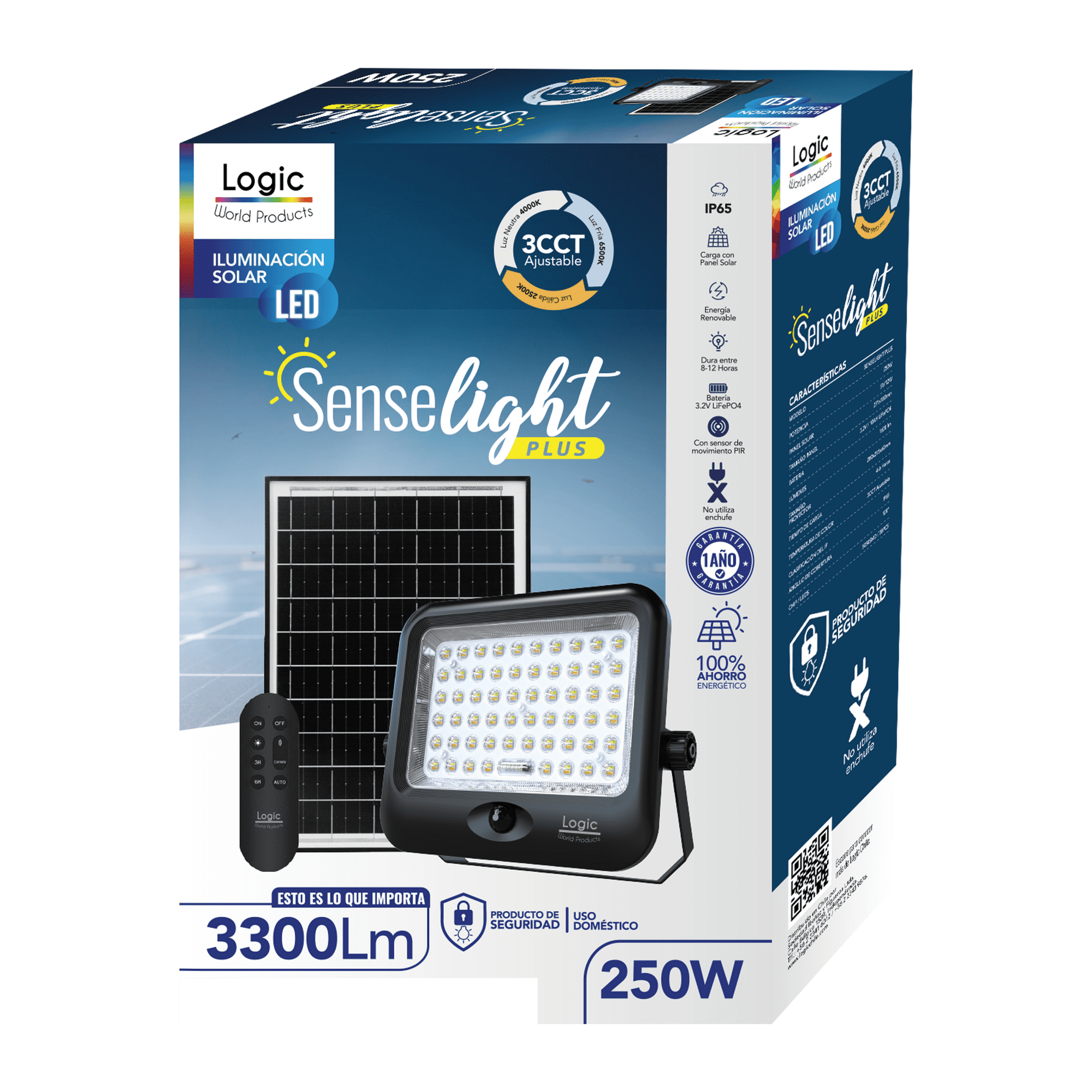 Proyector Solar LED Exterior con Sensor de Movimiento PIR 3CCT