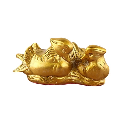 Bothyi - Figura De Pato Mandarín, Escultura De Pareja Dorada Para Oficina, Coche, Decoración De Bodas, 11 Cm