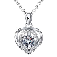 Collar Anyipai Moissanita En Forma De Corazón De 1 Quilate En Plata Esterlina