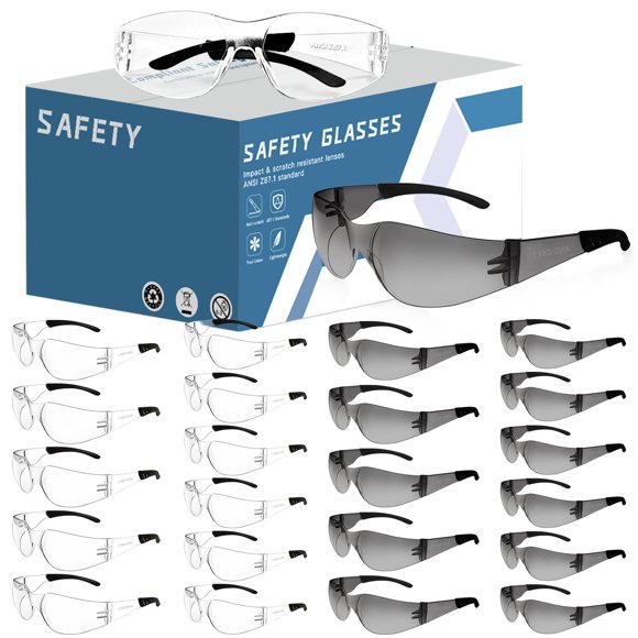 Gafas de seguridad AOOFFIV transparentes a granel de 24 lentes ANSI Z87.1