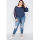 thumbnail image 4 of Top Semitransparente con Nudo Frontal y Mangas con Bloques de Color, Talla Grande 3XL, 4 of 12