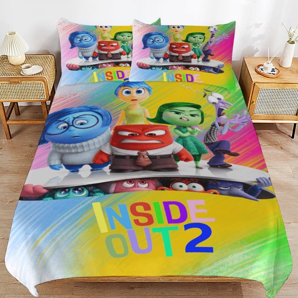 x509 Inside Out 2 Bed Duvet Cover Microfiber Bedding Sets 3D Printed Lightweight 3 Piece Comforter Sets, 1 Duvet Cover And 2 Pillow Shams for Kids Boys Girls 90"x90" jn509