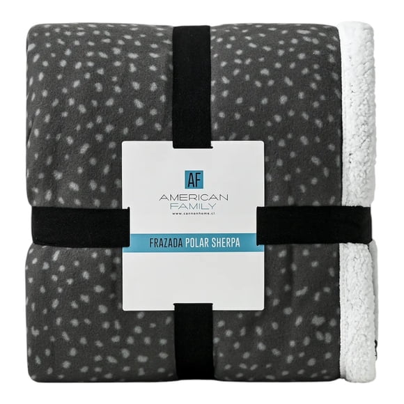 Frazada Sherpa American Family Sleep 1.5 Plazas Gris