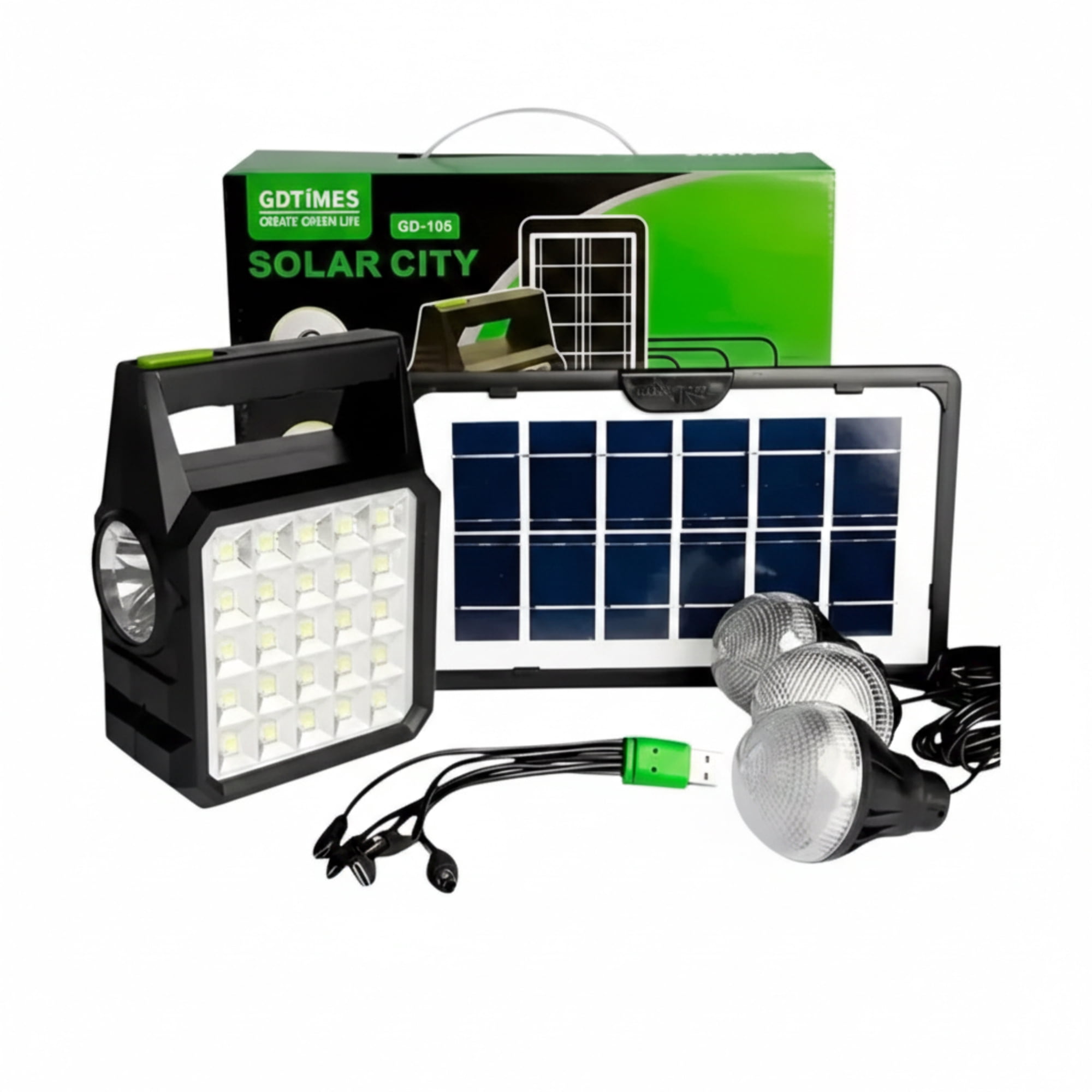 Genérico - Kit Panel Solar Con 3 Bombillos Mas Cables De Carga