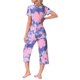 thumbnail image 3 of INSPIRE CHIC Conjunto de Pijama de Mujer con Tinte de Corbata Cuello en V Manga Corta Pantalones Capri Conjunto de Salón con Bolsillos XL Púrpura, 3 of 6