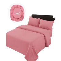 Genérico - Juego De Sabanas De 500 Hilos 1 Plaza Rosa