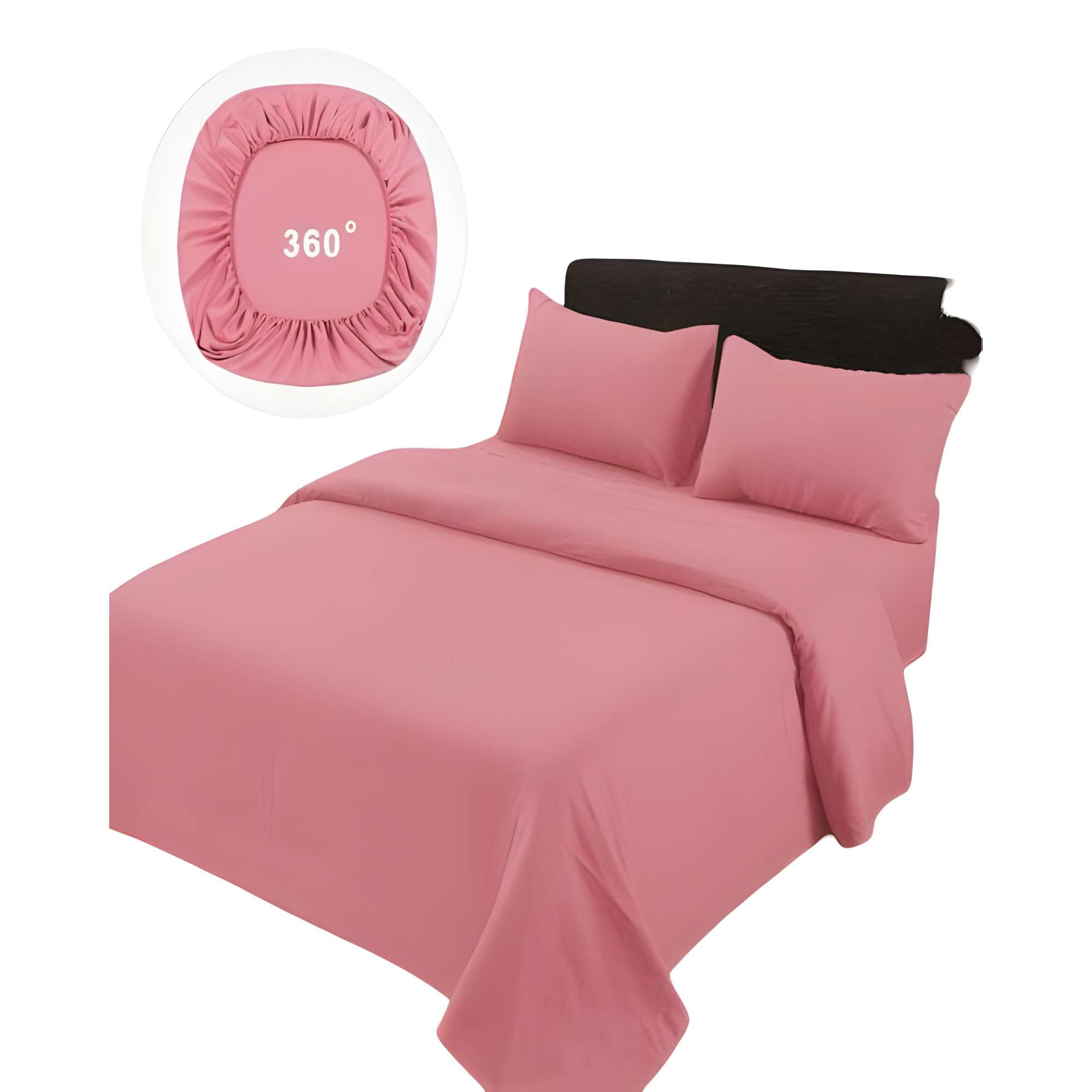 Genérico - Juego De Sabanas De 500 Hilos 1 Plaza Rosa