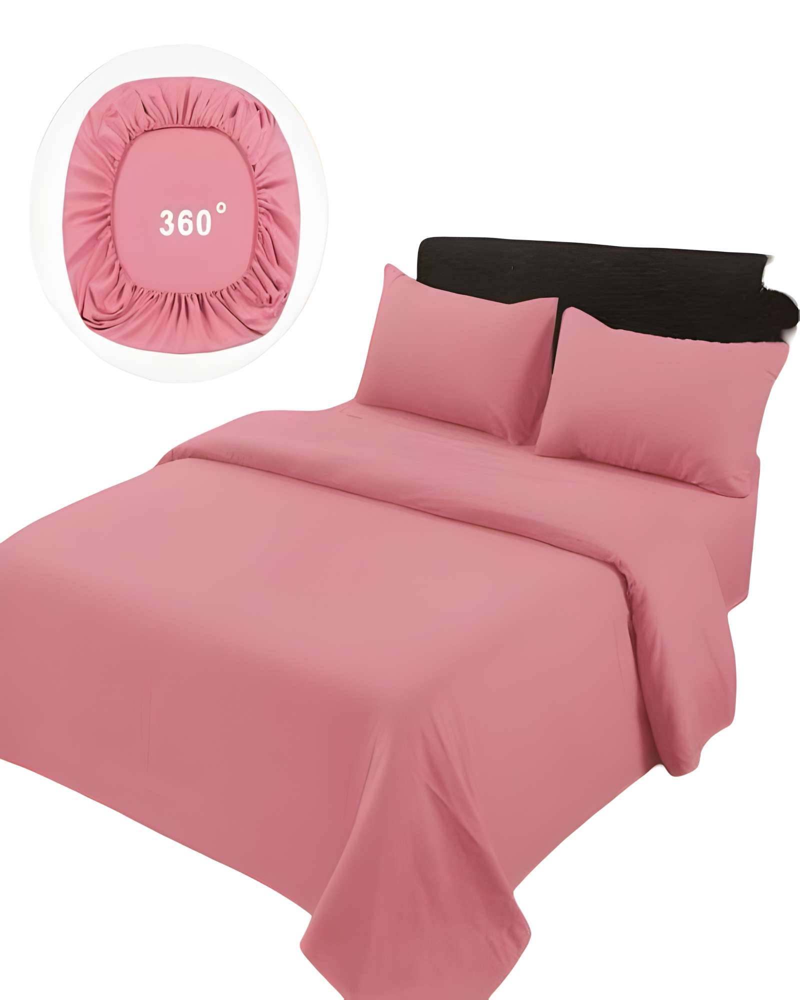 Genérico - Juego De Sabanas De 500 Hilos 1 Plaza Rosa