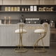 thumbnail image 2 of Round Bar Stool Armless Velvet Barstools with Back Set of 2 Upholstered Counter Chair for Dining Room, Kitchen Island (Gold & Creamy White), 2 of 3