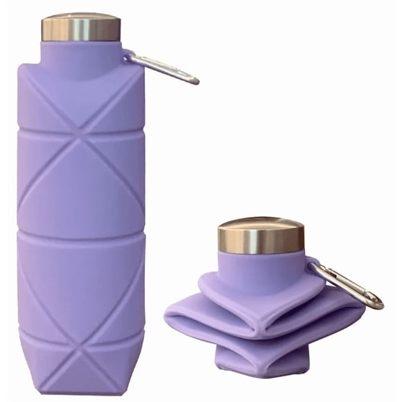 Botella Silicona Libre BPA Plegable Portatil Lila
